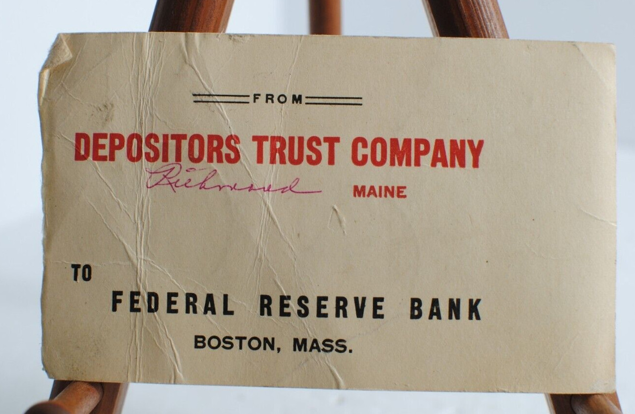 From Depositors Trust Co. to Federal Reserve Bank Boston. Vintage Bank Paper: