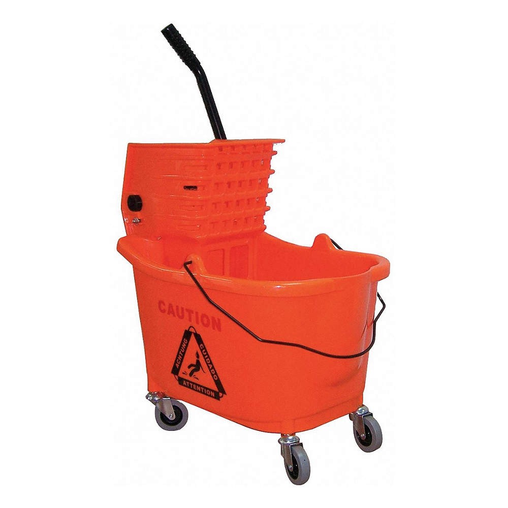 GRAINGER 5CJJ0 Mop Bucket and Wringer,Orange,8 3/4 gal 5CJJ0