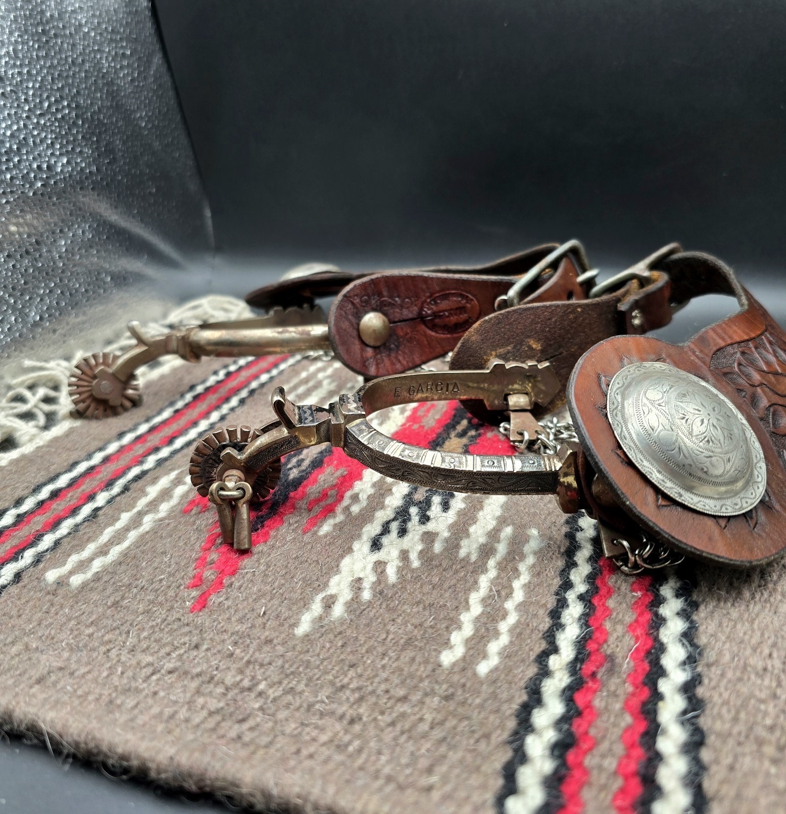Vintage E. Garcia Silver Overlay Spurs
