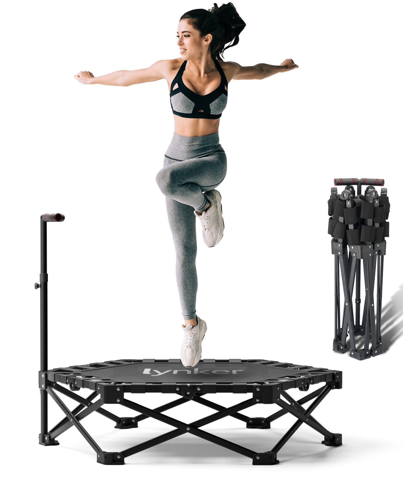 40" 330lbs Foldable Mini Fitness Trampoline Indoor Exercise Rebounder for Adults