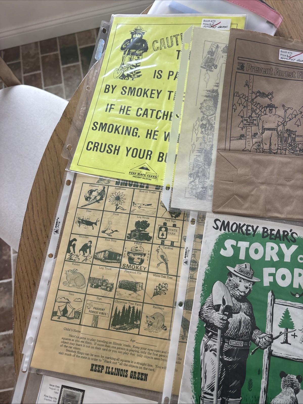 Vintage Lot Of Smokey The Bear Memorabilia Booklets Paper Ephemera Stickers
