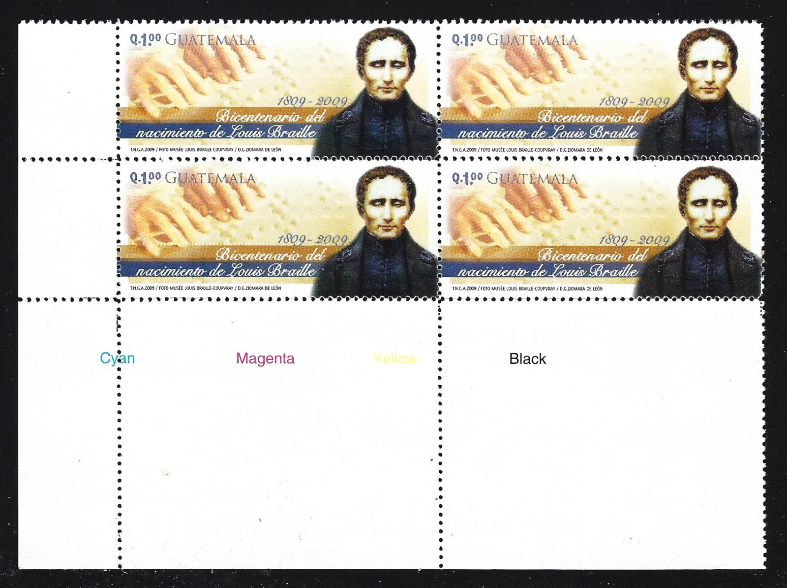 GUATEMALA 2009 SCOTT 620 x4  BRAILLE  MINT NH