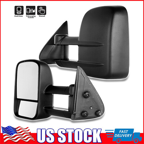 For 99-07 Chevy Silverado 1500/2500/HD/3500 Manual Extend Tow Side Mirrors Pair
