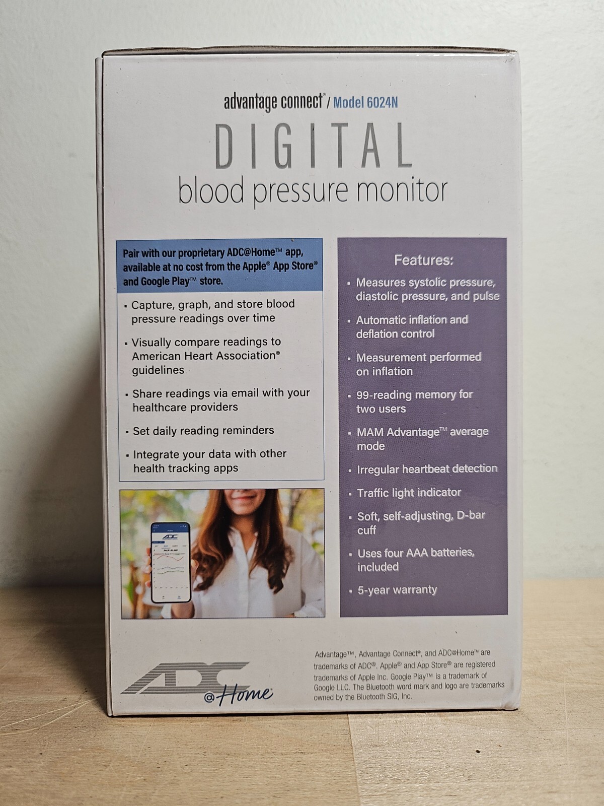 ADC Advantage Connect - Digital Blood Pressure Monitor w/ Bluetooth 6024N