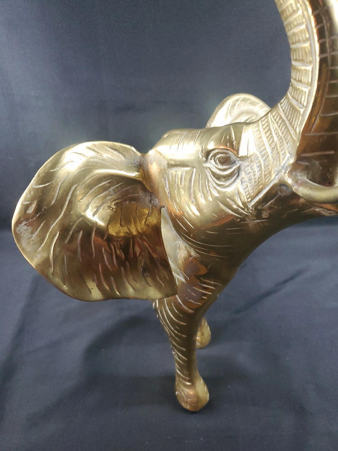 MCM Mid Century Brass Huge Elephant Statue Figurine 21' Over 9 Pounds XL Size *
