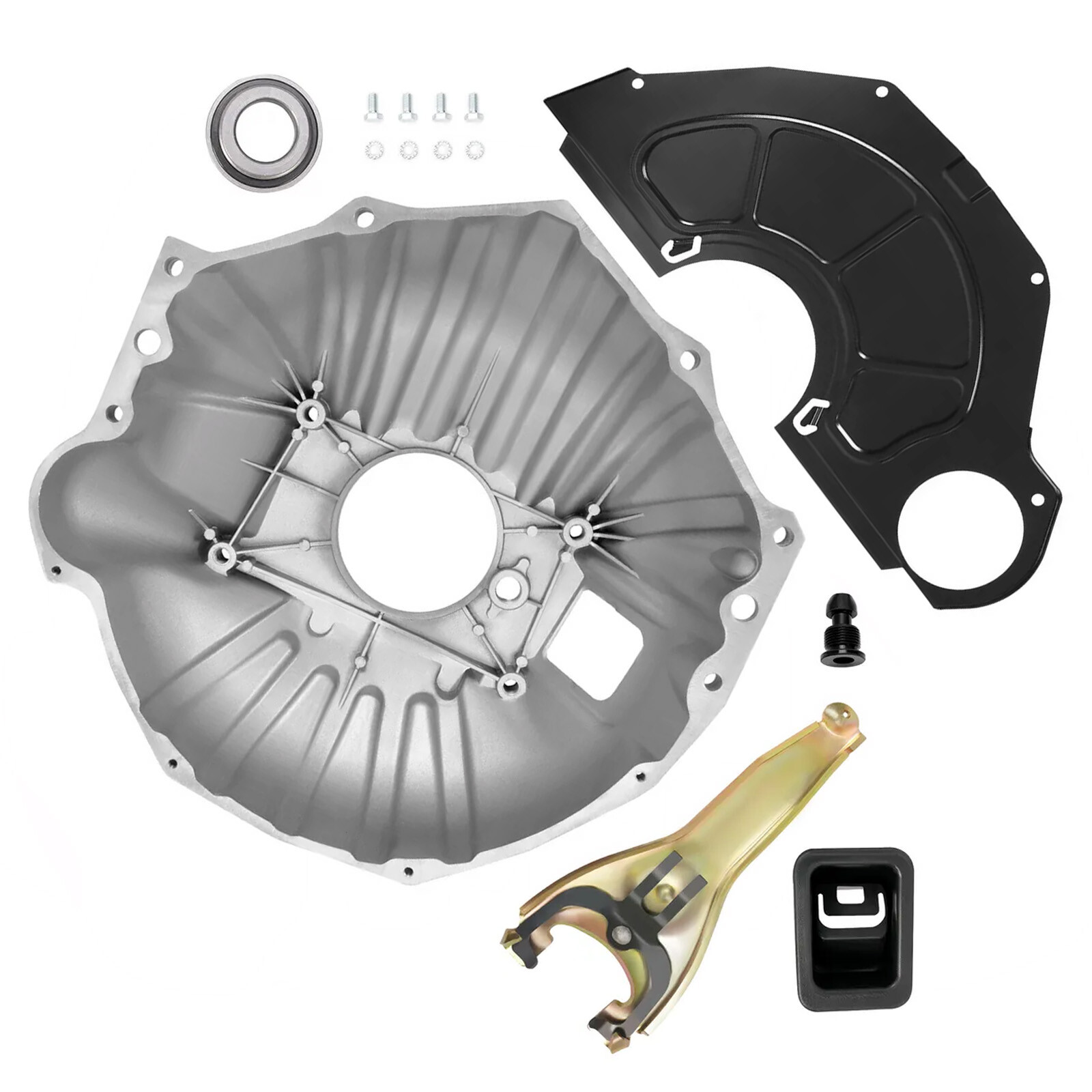 FOR CHEVY BELL HOUSING KIT & 11" CLUTCH FORK & THROWOUT BEARING & COVER #3899621