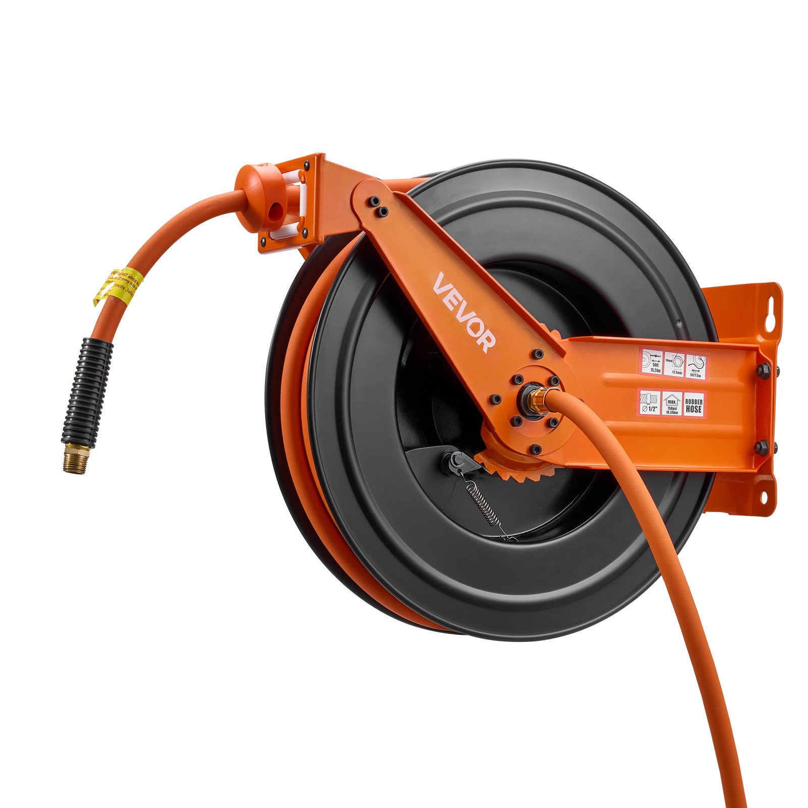 VEVOR Retractable Air Hose Reel 50 FT x 1/2 Inch Air Hose Reel with Double Arm