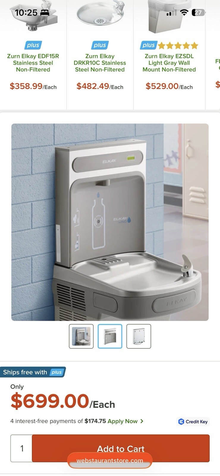 ELKAY EZWSR EzH20 Stainless Steel Non Filtered Bottle Filling Station