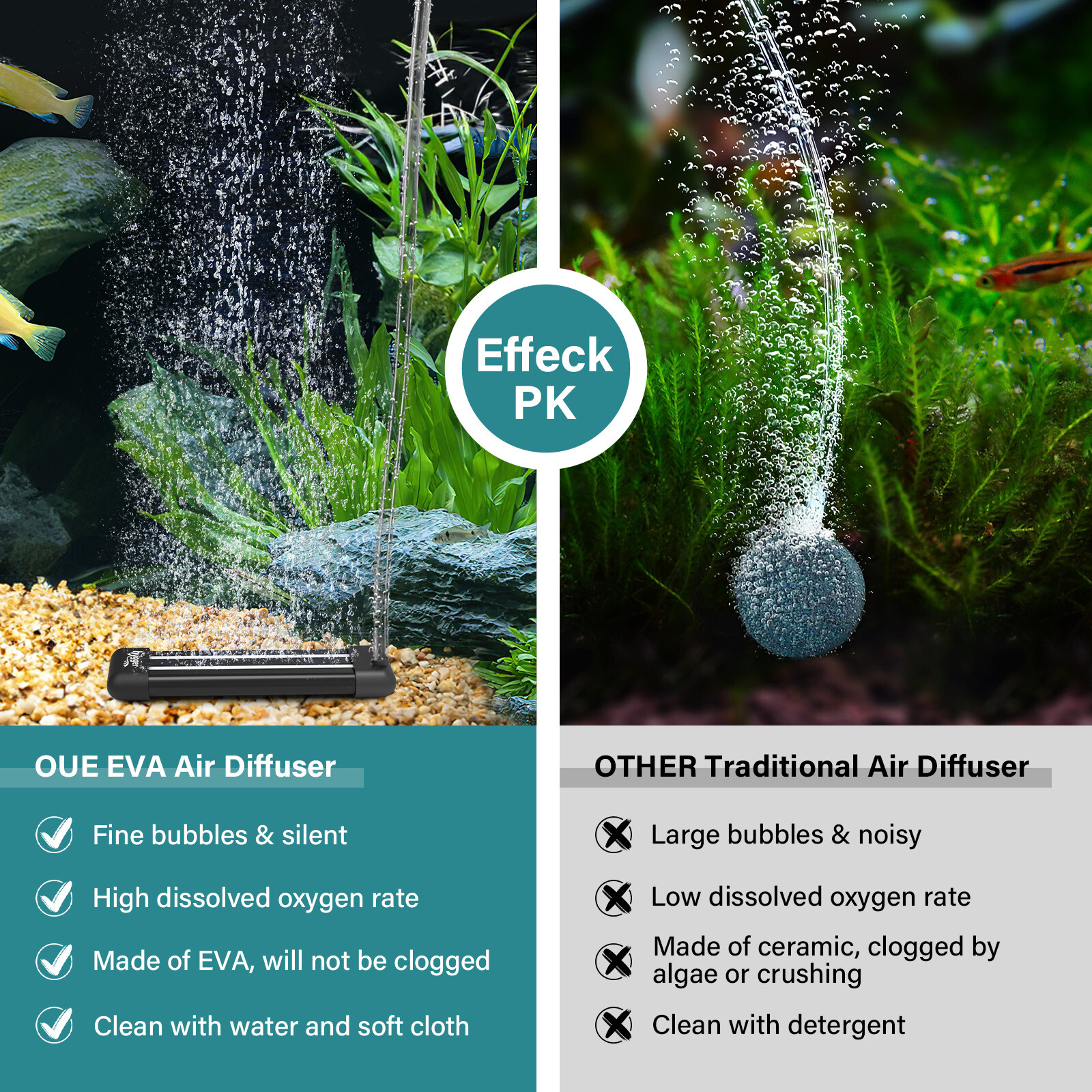 hygger Air Bubble Disk Stone Aquarium Aerator Non-Clogging Fine Bubbles Oxygen