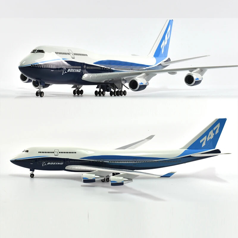 Airplane Aircraft 1/150 B747 Boeing 747-400 Plane Model Replica Resin LED Lights
