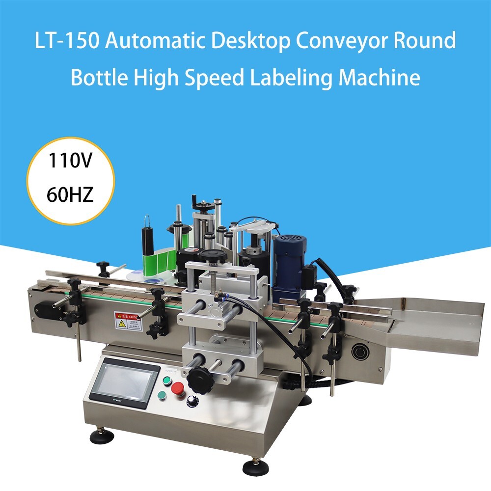 LT-150 Automatic Desktop Conveyor Round Bottle High Speed Labeling Machine 110V