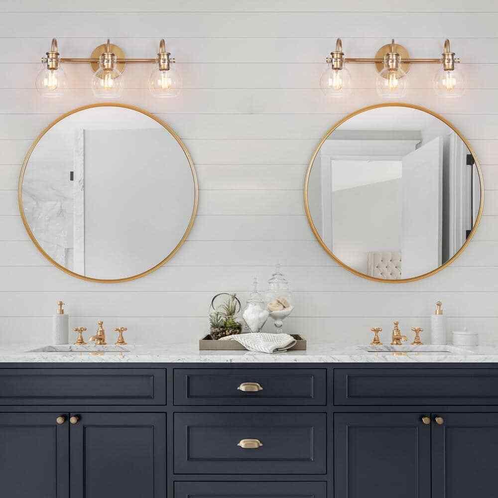 LNC Robb Modern 3-Light Gold Bathroom Vanity Light Interior Powder Room Lighting