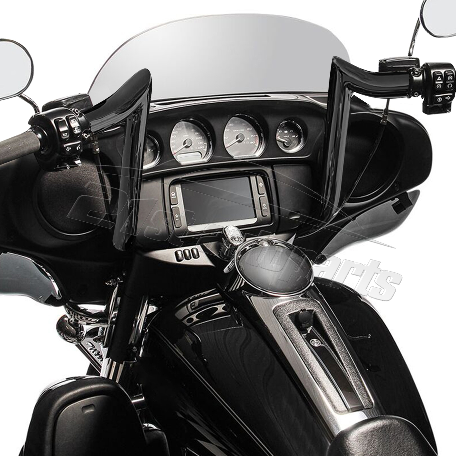 Gloss Black 14" Pre-Wired Meathook Handlebars For Harley Electra Glide 2014-2023