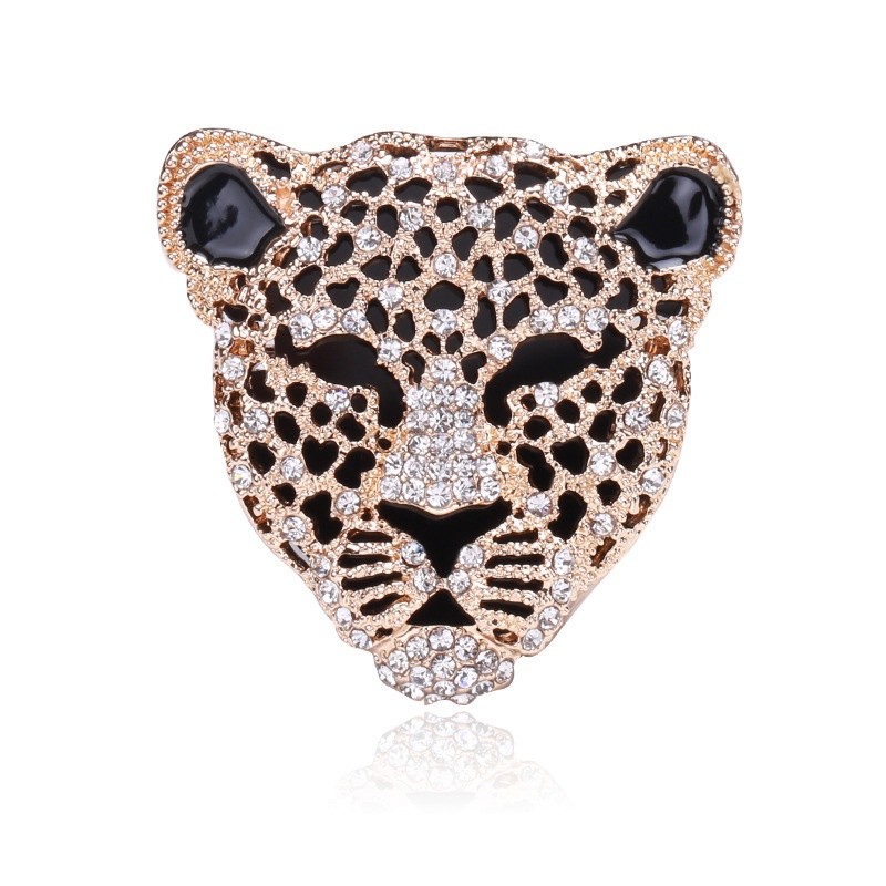 Crystal Leopard Head Brooch for Women Fashion Retro Animal Corsage Pins Unisex