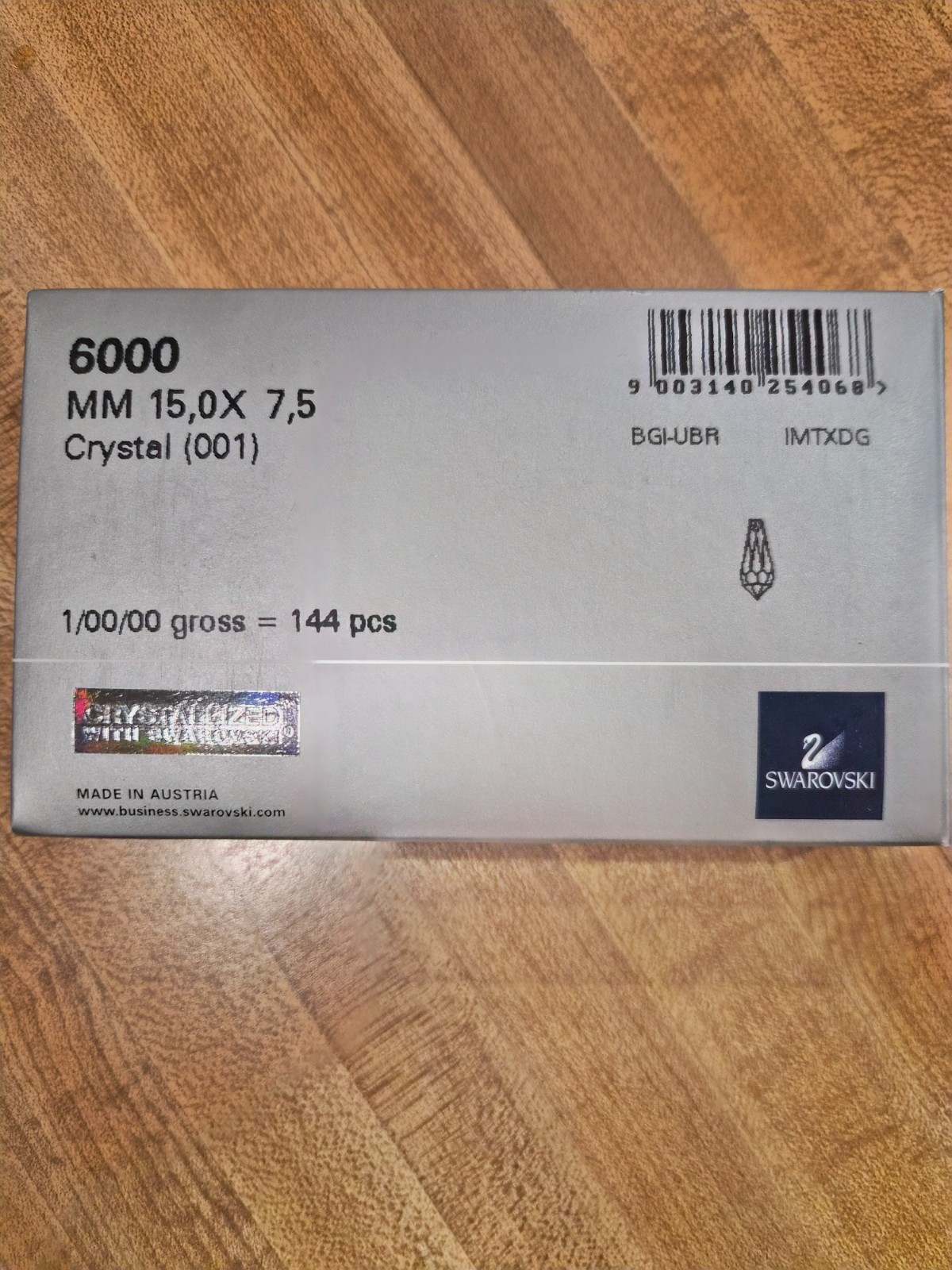 Swarovki Pendant 6000 15mm x 7.5mm - Factory Pack 144 pieces