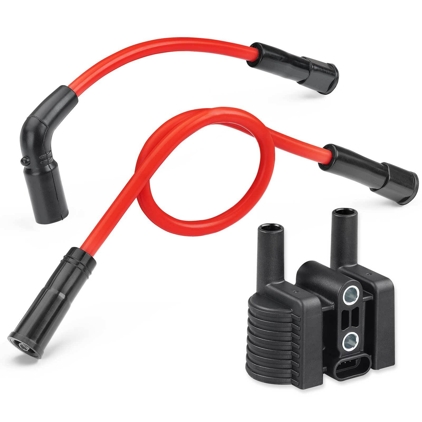 Ignition coil & Spark Plug Wire Cap Set for XL1200 XL883 XL50 Sportster SuperLow