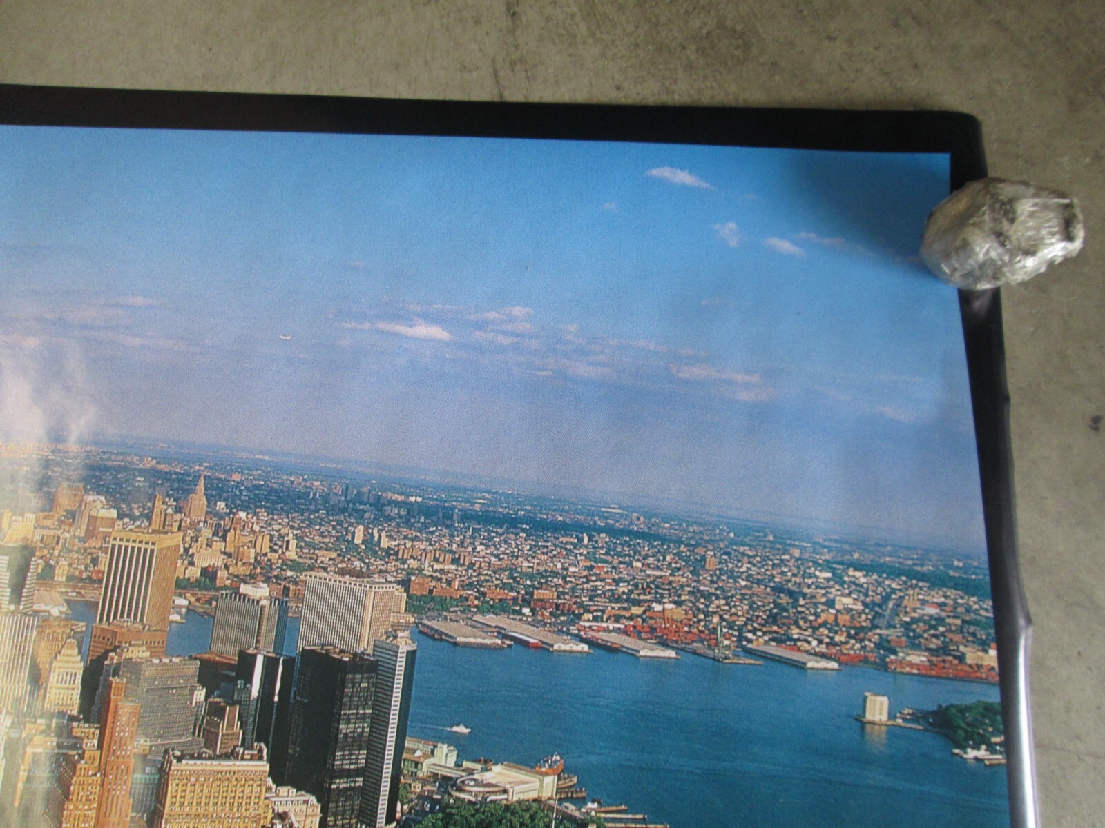 Manhattan New York car garage game room Poster Vintage 1980's Twin Towers C2286