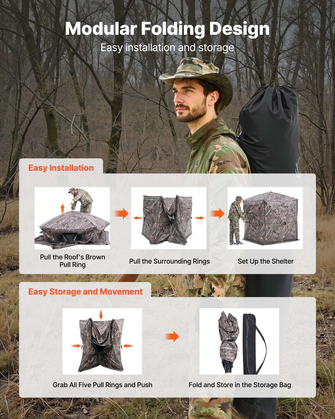 VEVOR 6-7 Person Portable Hunting Blind Ground Deer Duck Blind with Carrying Bag