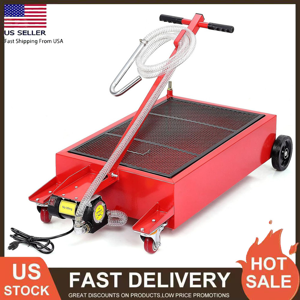 20 Gallon Electric Oil Drain Pan with 110V Pump Hose Low Profile Oil Drain Cart