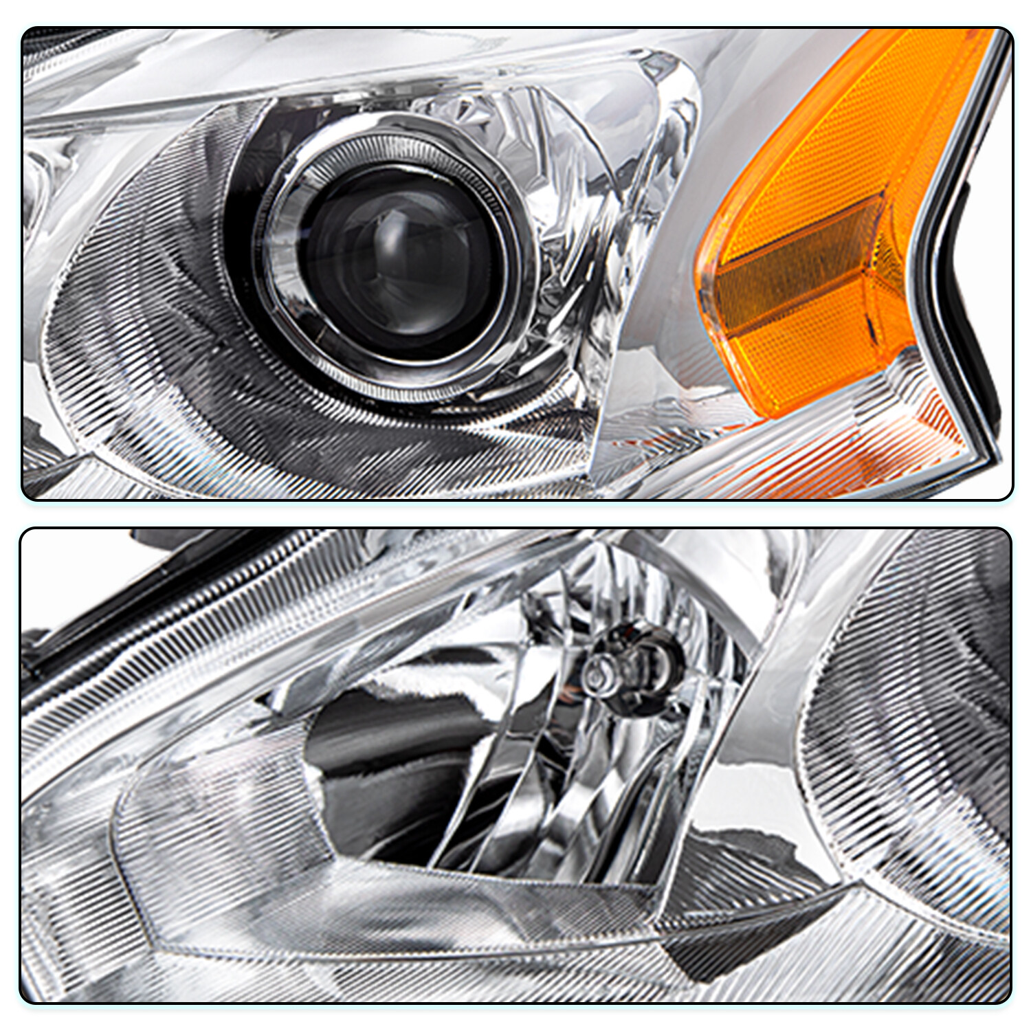 For 2013 2014 2015 Nissan Altima Sedan Chrome Headlights Amber Corner Lamps Sets
