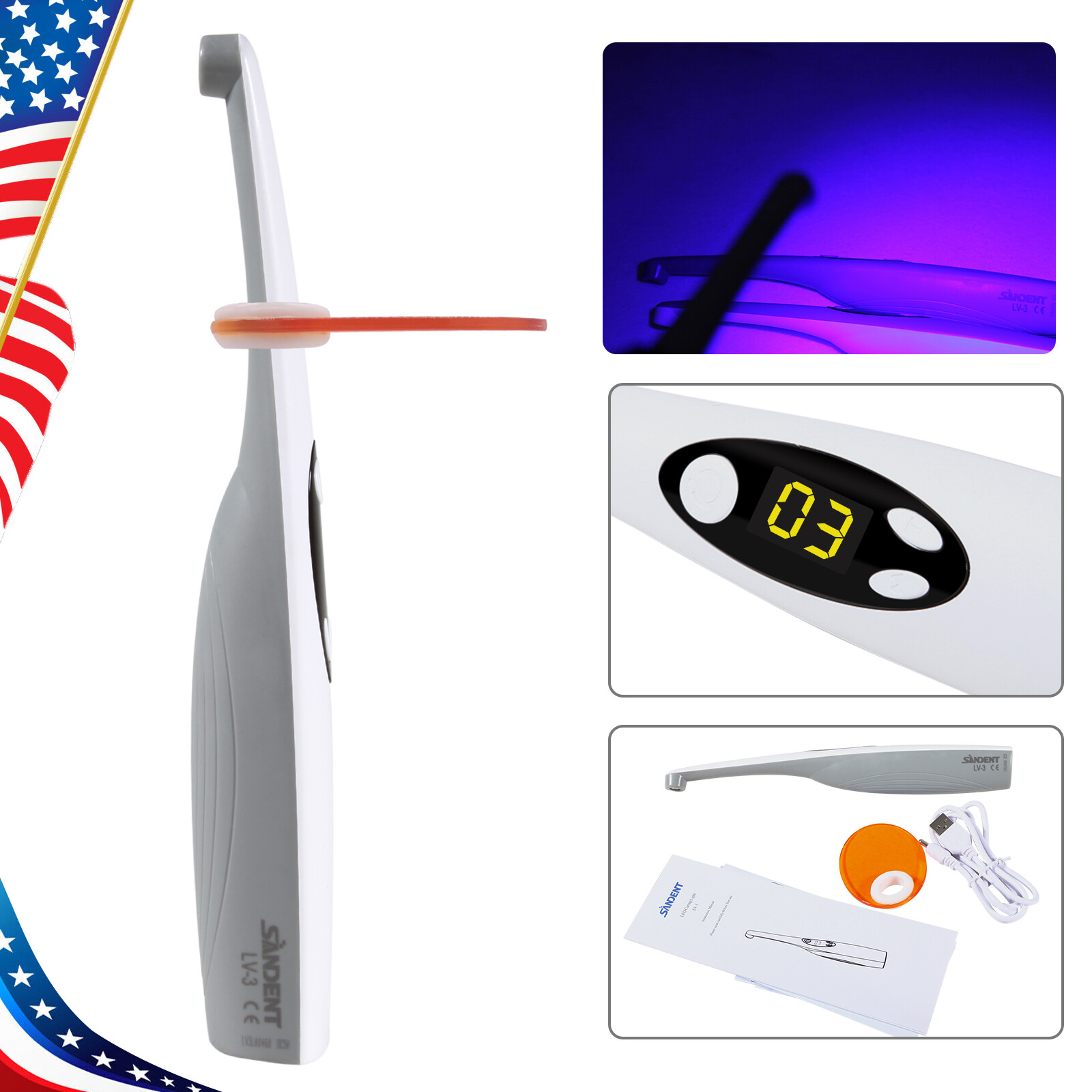 Dental Wireless Cordless LED Curing Light Composite Resin Cure Lamp LED-B USA-OR