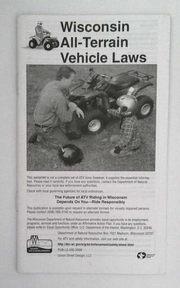 Vintage 2009 Rev Wisconsin Conservation ATV License Regulation Booklet