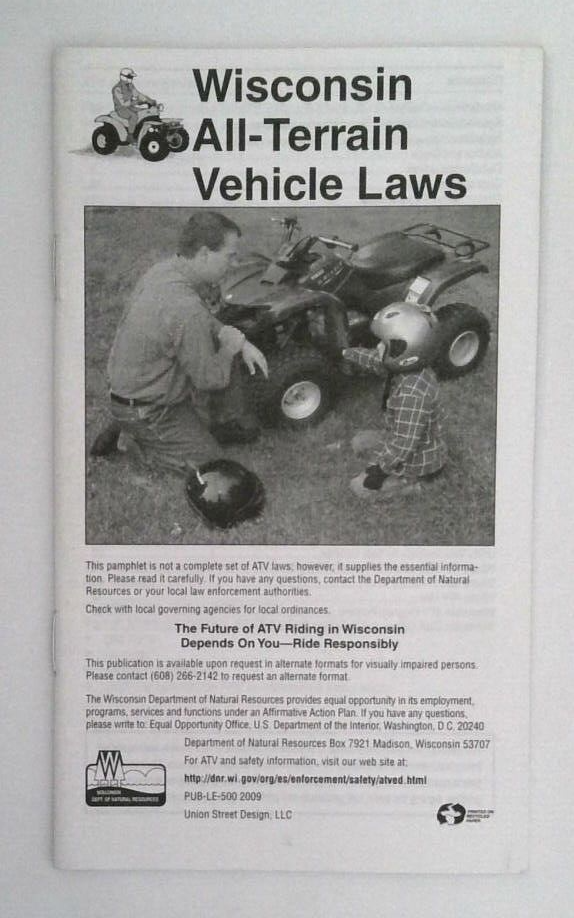 Vintage 2009 Rev Wisconsin Conservation ATV License Regulation Booklet