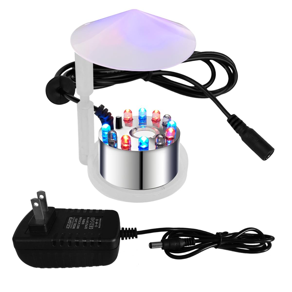 PULACO Mist Maker, 12 LED Mister Fogger Water Fountain Pond Fog Machine white