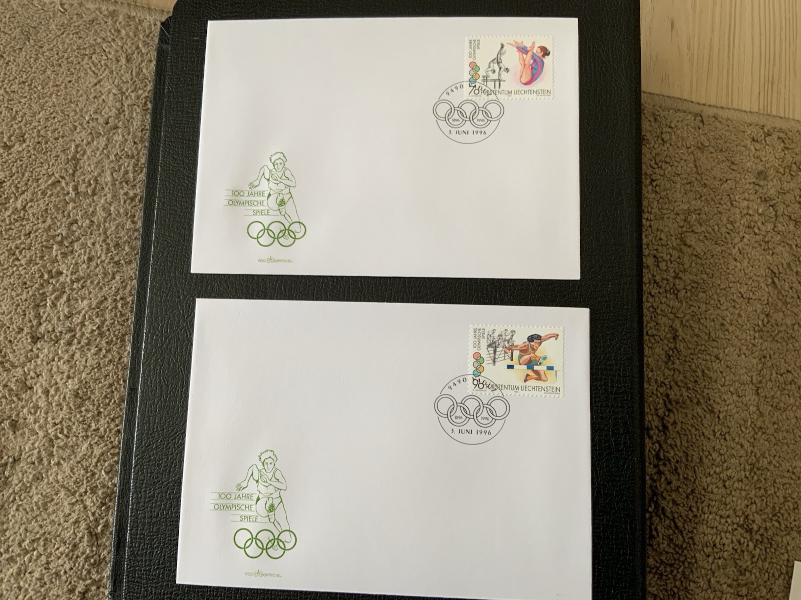 Liechtenstein 1996 #1079-1081 Olympics - 4 FDCs