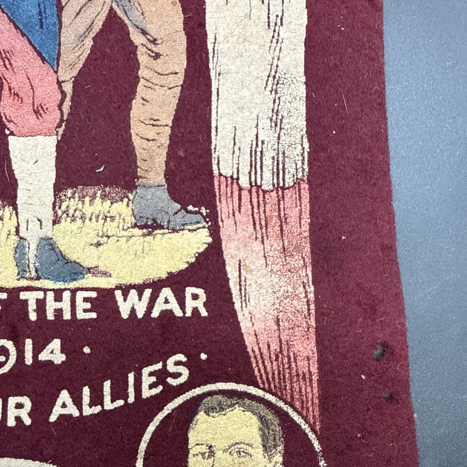 WWI Souvenir of the War of 1914 Felt banner Allies France Britain Belgium Russia