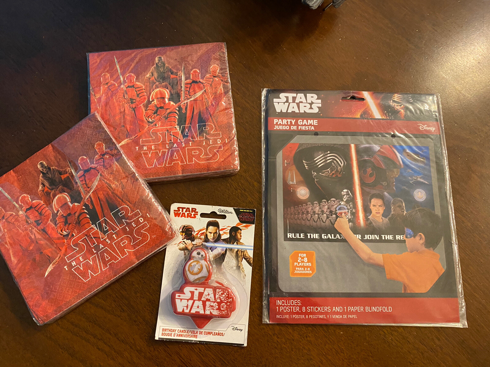 Lot of Disney Star Wars Party Supplies Napkins,  Party Game,  Candle NIP