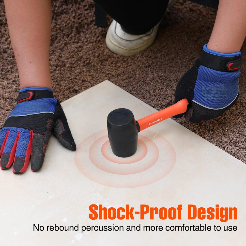 ValueMax Rubber Mallet Hammers 8oz Double-Faced Soft Mallet w/Fiberglass Handle