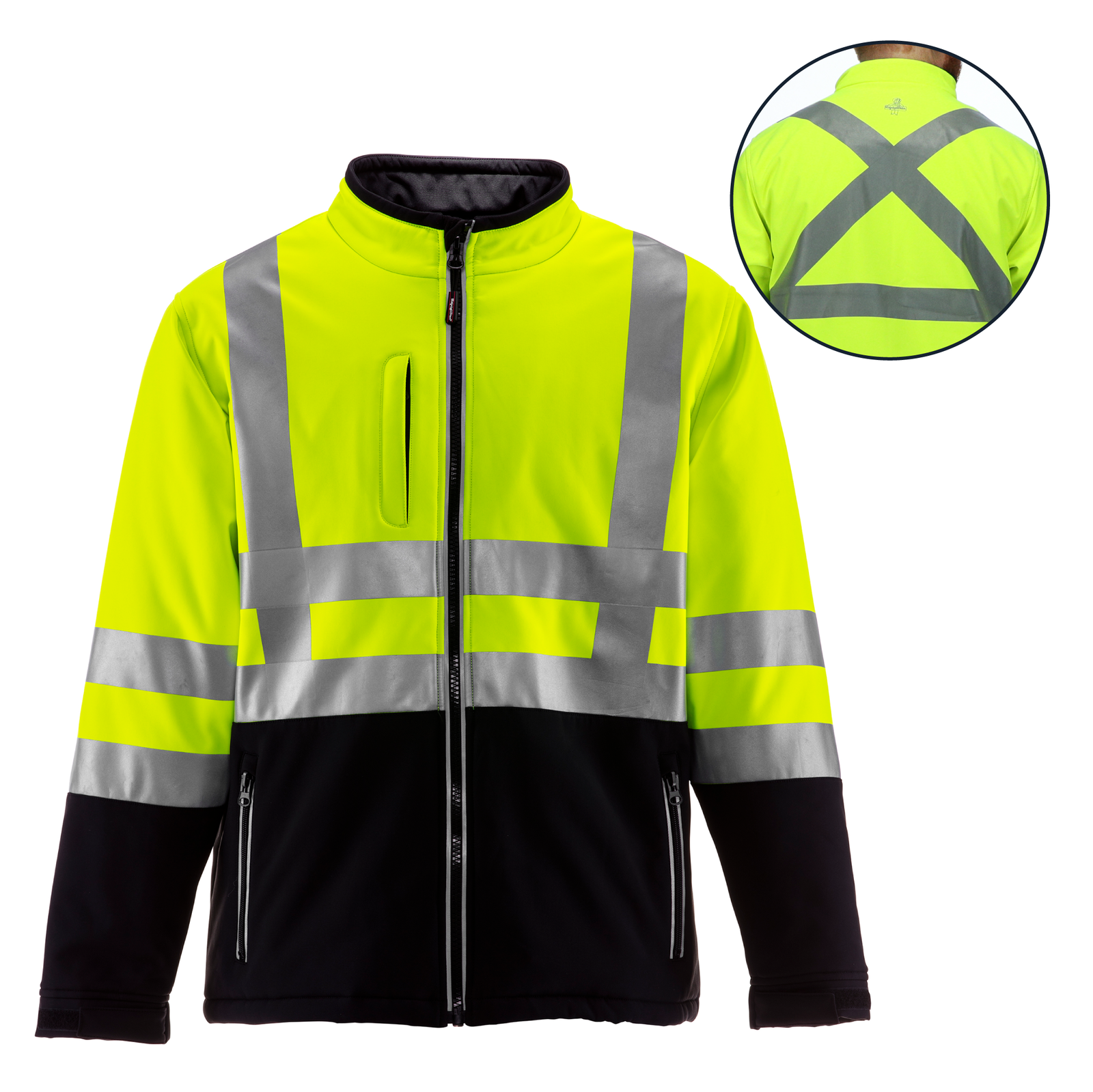 RefrigiWear Mens High Visibility Insulated Softshell Jacket with Reflective Tape