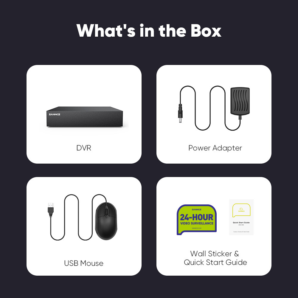 SANNCE 16CH 8CH 1080P Lite DVR Video Recorder CCTV Security System AI Detection