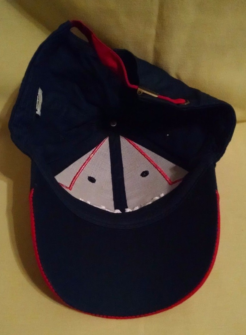 Komatsu Hat Baseball Ball Cap Blue Red White Adjustable Metal Buckle Cotton VGC