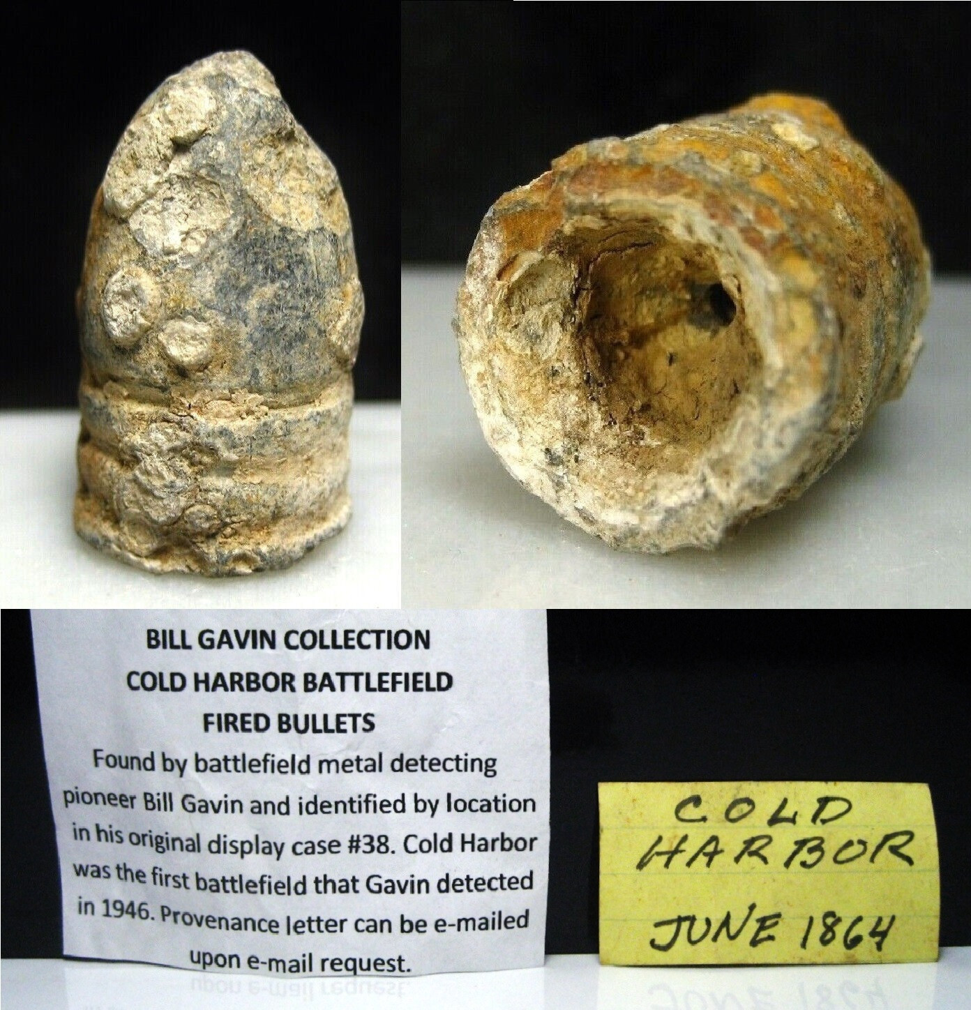 Battle of Cold Harbor VA Civil War Relic .577 Caliber Bullet Dug by Bill Gavin