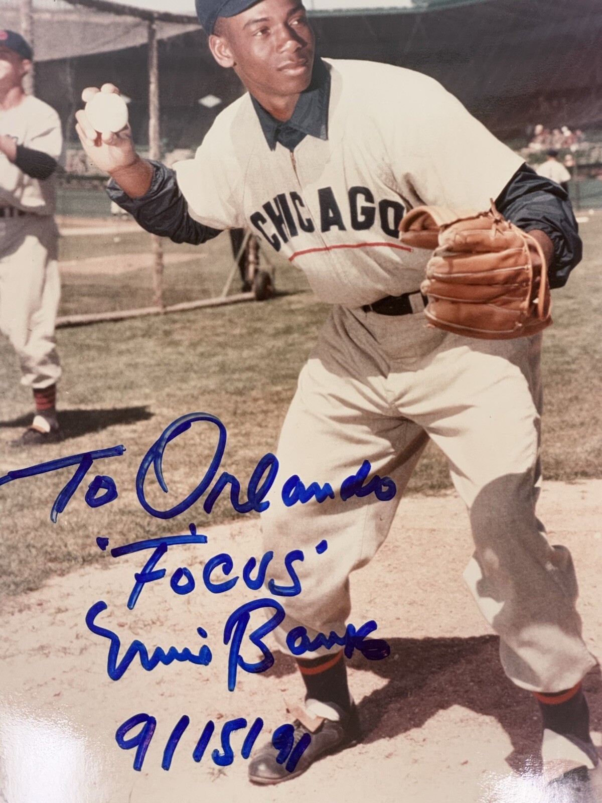 Orlando Cepeda Personally Owned Personalized Ernie Banks Autograph Photograph
