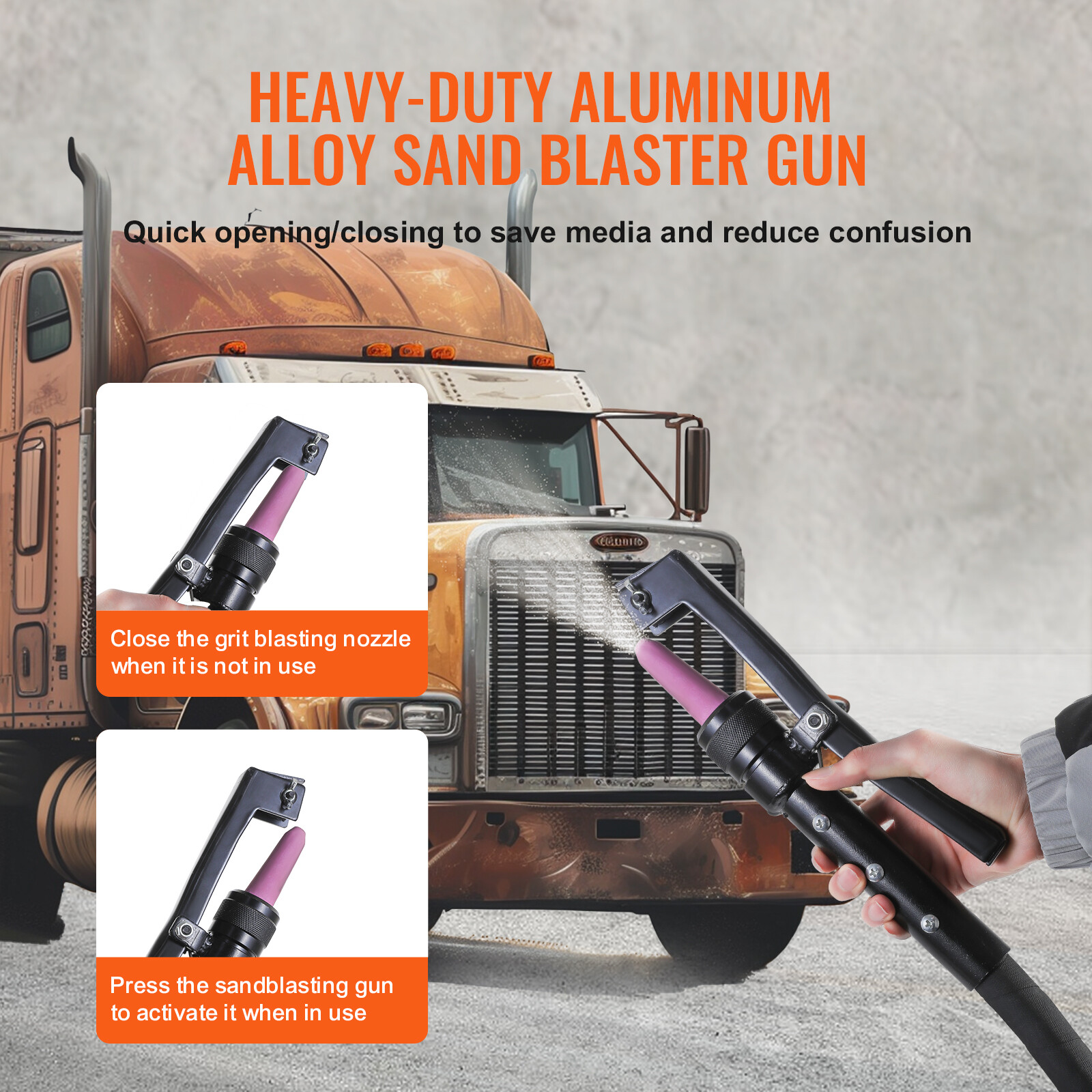 VEVOR 10 Gallon Heavy-Duty Sand Blaster 60-110 PSI with 2 Nozzles & 7.5ft Hose
