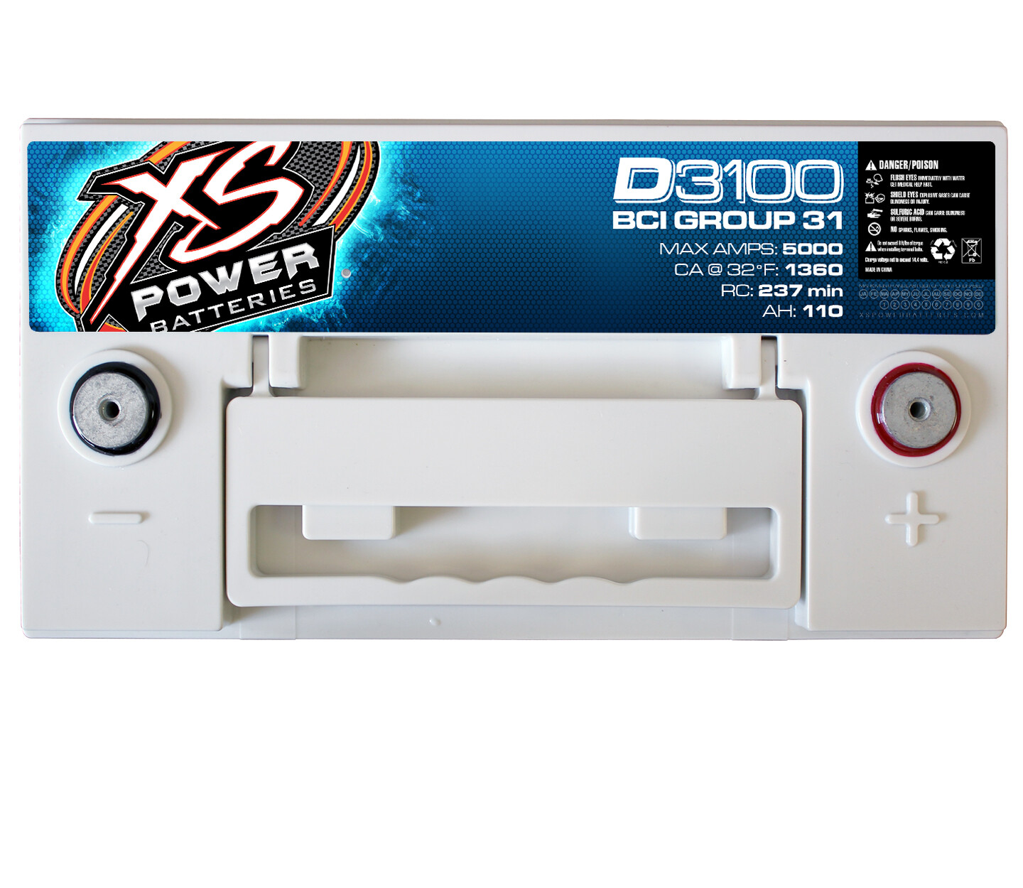 XS Power D3100 5000 Amp AGM Power Cell Car Audio Battery + Terminal Hardware