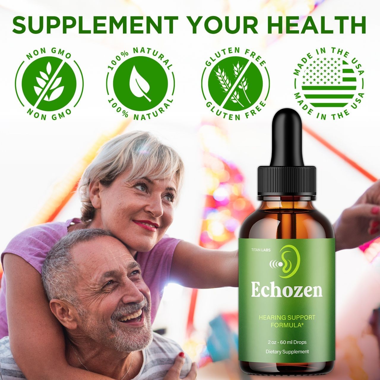 (1 Pack) Echozen Ear Health Support Drops Natural Echo Zen Vitamin 30 Servings