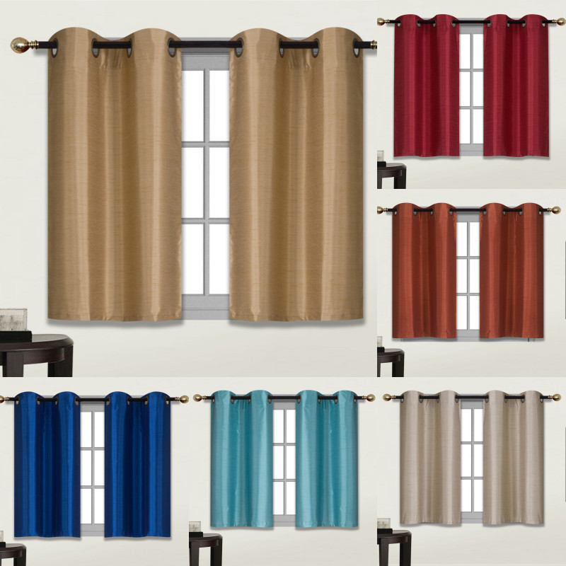 2 PANELS Bedroom Half Window Curtain & KITCHEN WINDOW TIER 36" BLACKOUT D24