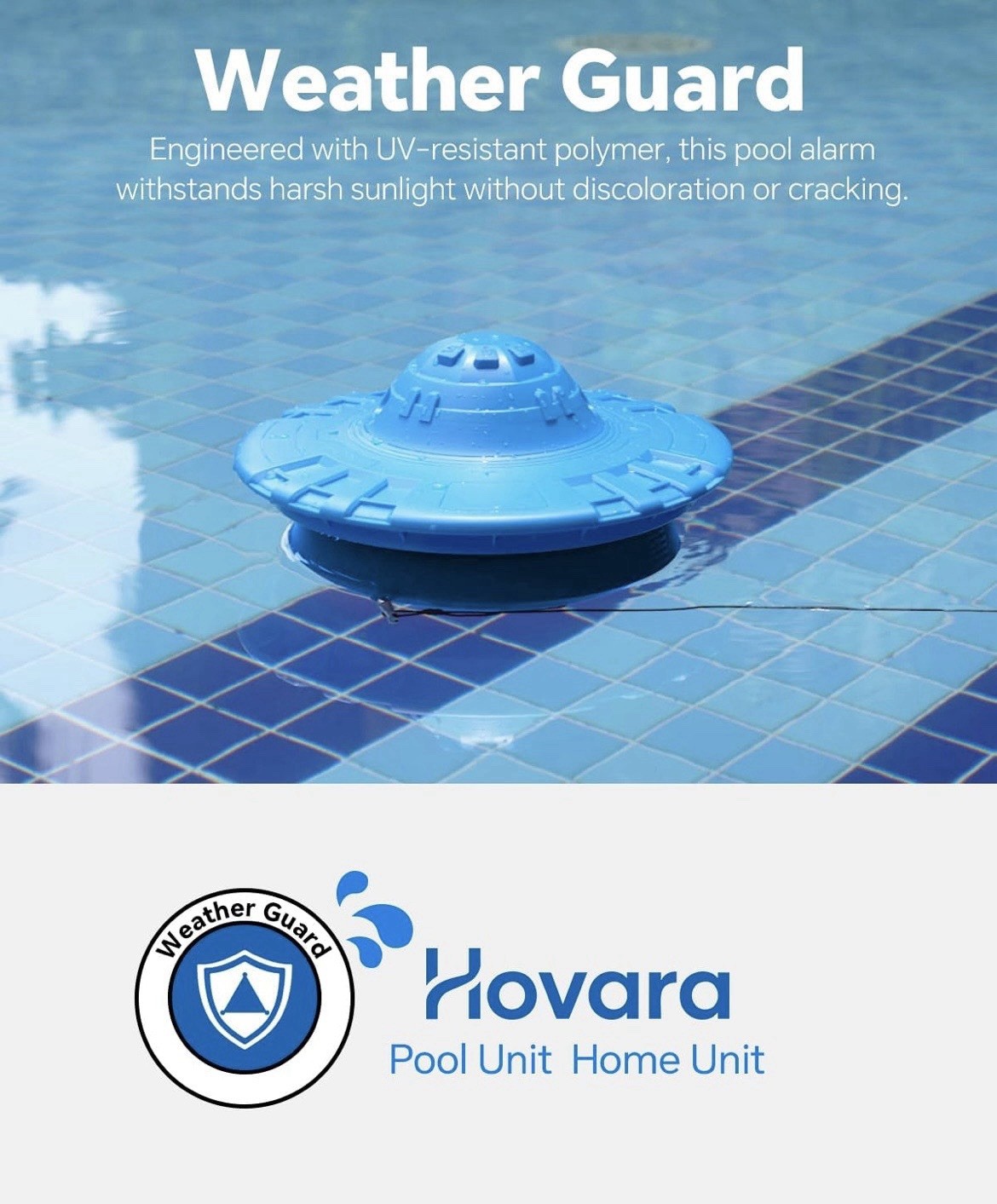 Hovara Floating Pool Safety Alarm Loud 110dB for Inground Above Ground Pool Blue