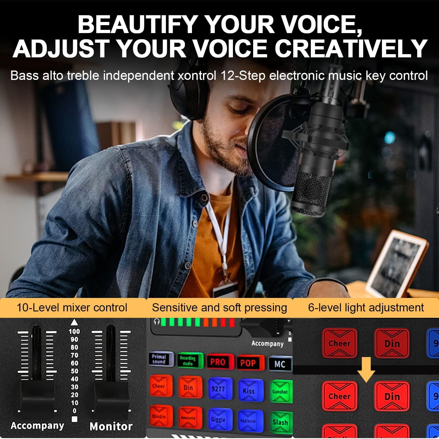 Complete Home Studio Recording Kit Mixer Condenser Microphone for Music Podcast