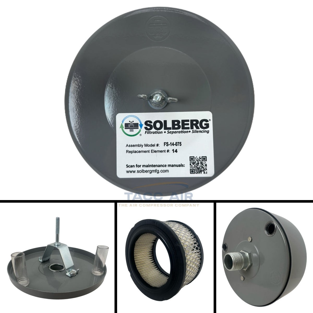 3/4" NPT Air Compressor Intake Filter Silencer Metal Housing Canister USA Made