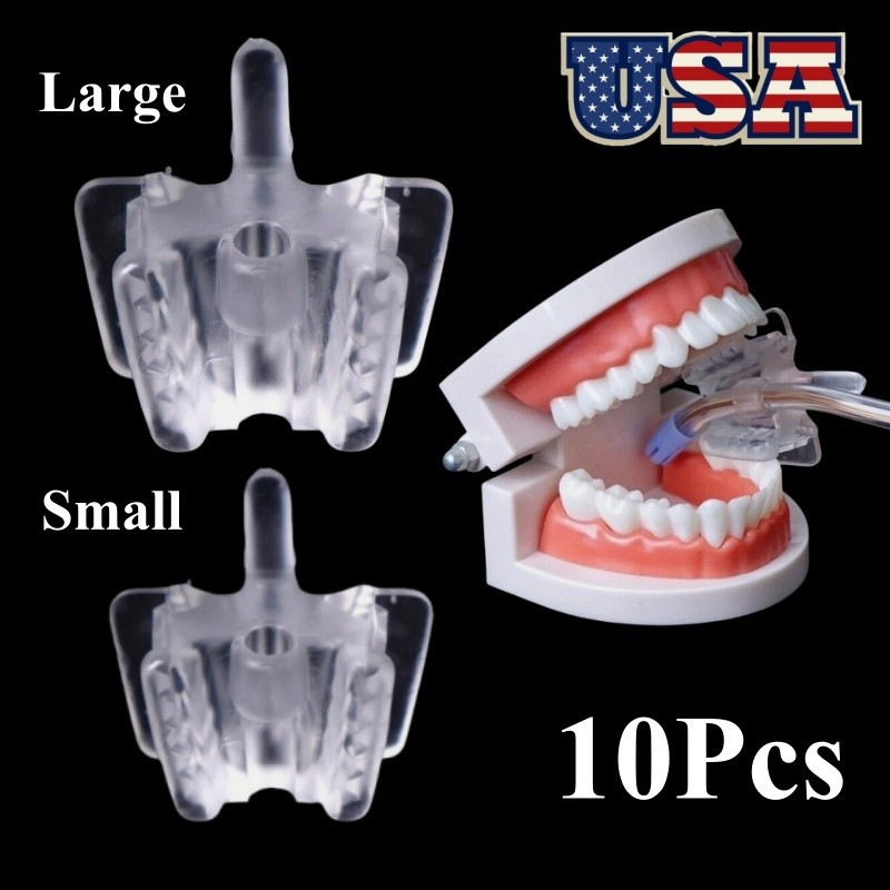 10*Dental Silicone Bite Block w Saliva Ejector Hole Mouth Opener Cheek Retractor