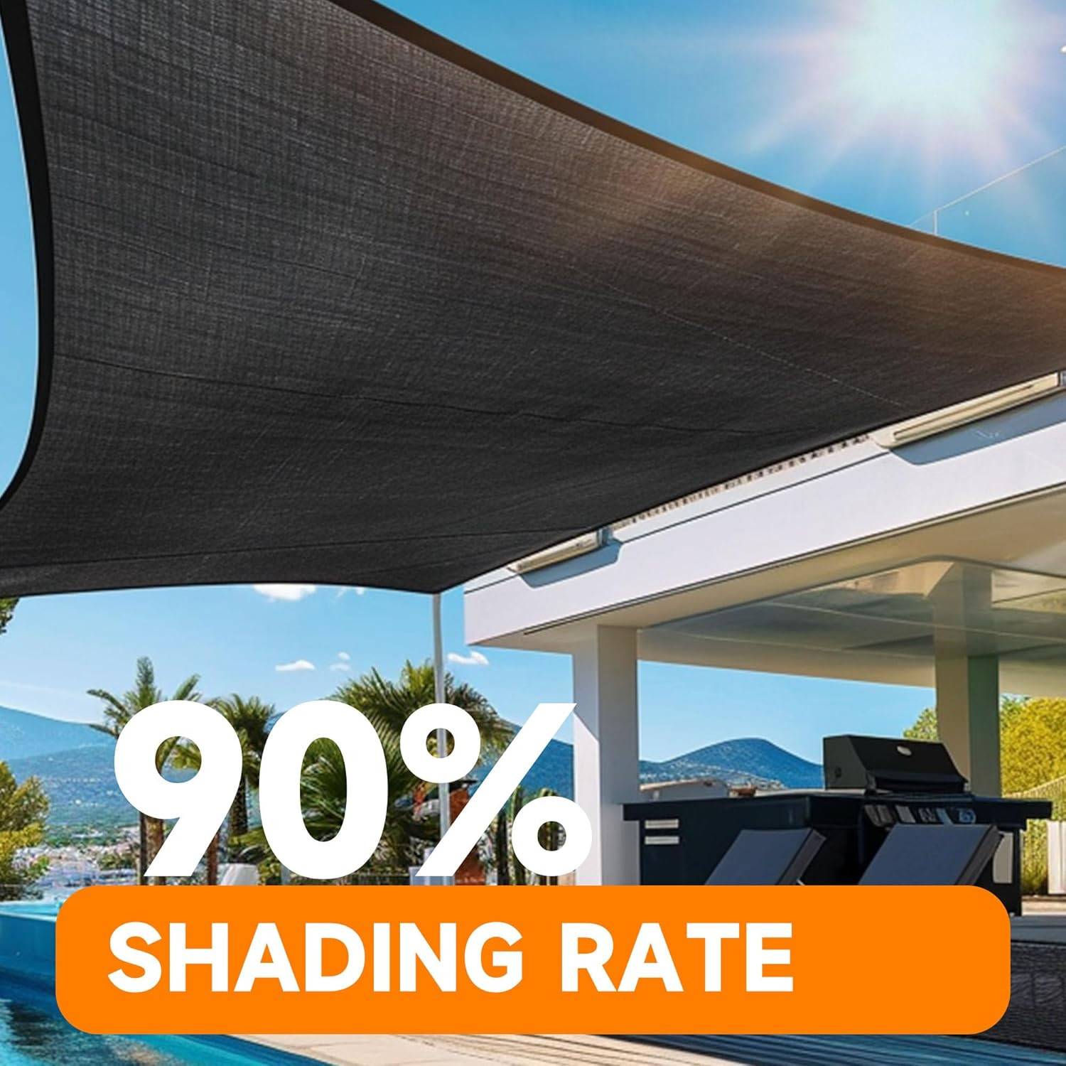 8' x 10' Black Shade Cloth 90% UV Resistant Mesh Tarp With Grommets For Plants