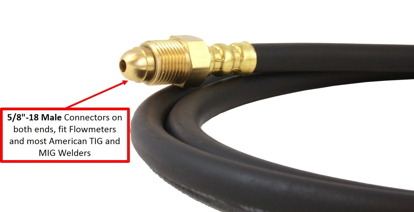 Industrial Argon Regulator/Flowmeter Gauges for MIG & TIG Welders + 5 Feet Hose