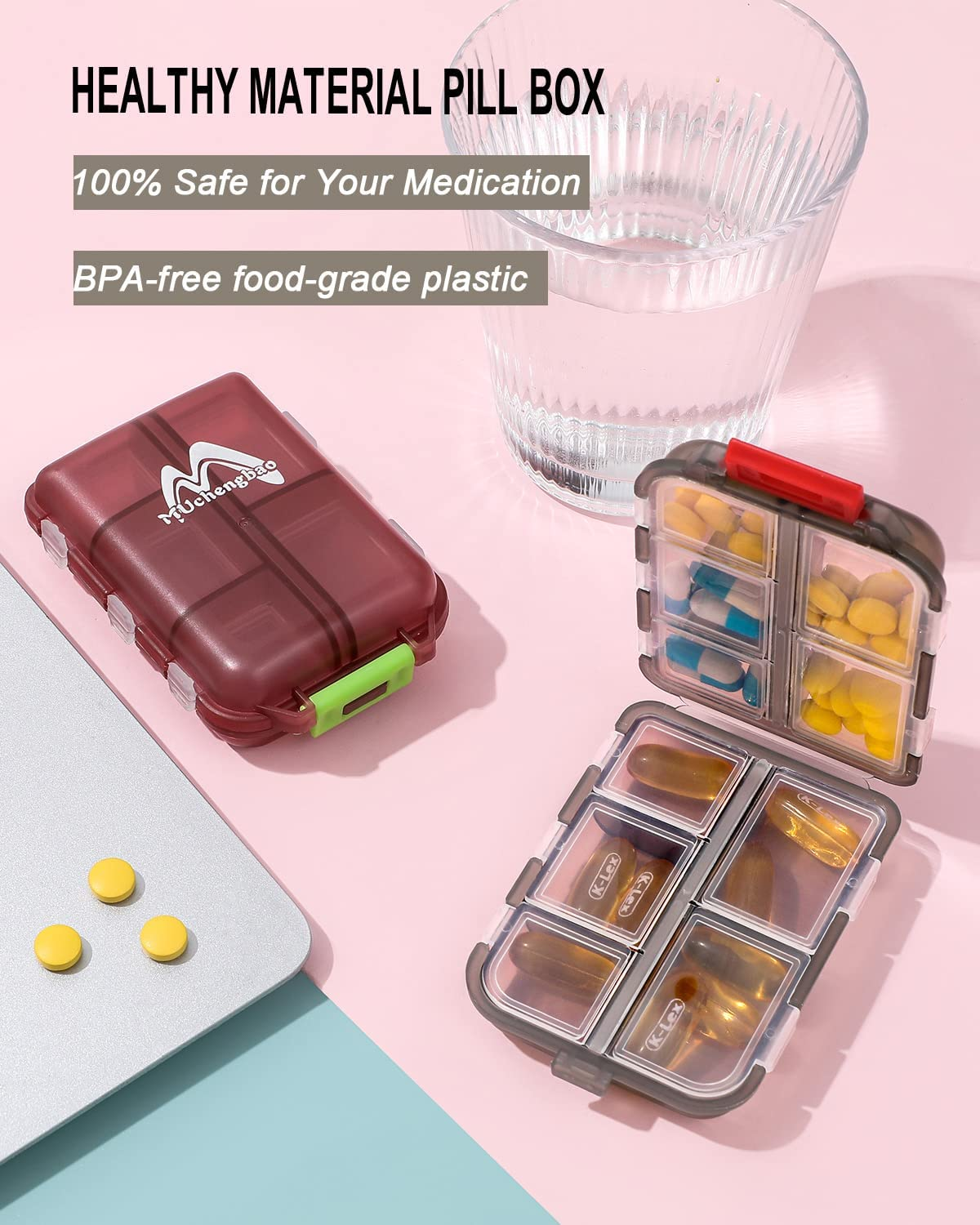 2 Paquete De Pastillero Semanal Organizador De Viaje Almacenamiento De Pastillas