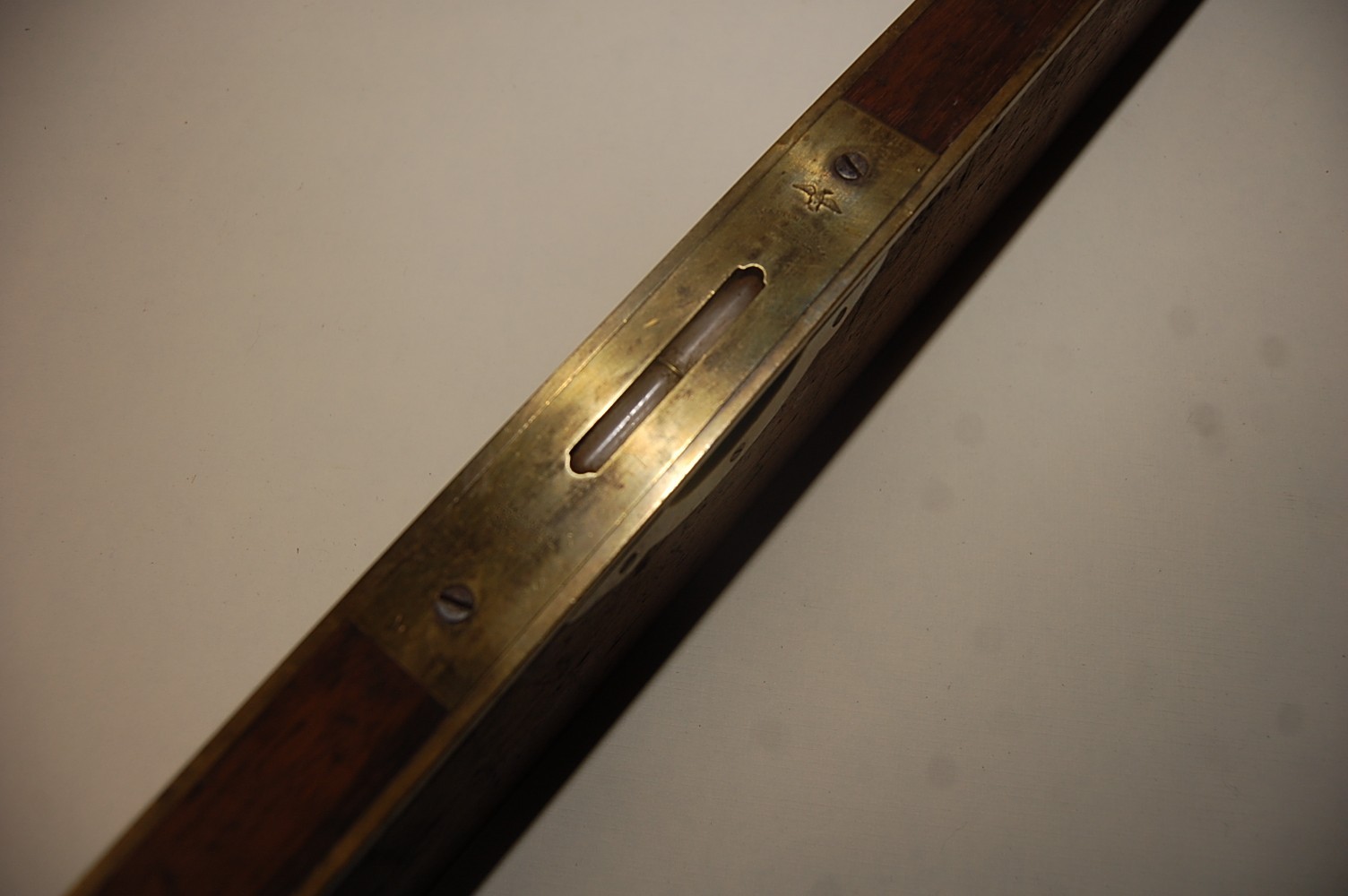 28” Mahogany & Brass Level Stratton Brothers Greenfield Mass. July 16, 1872 # 1