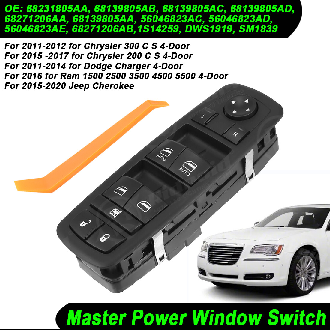 Master Power Window Switch for 2015 2016 2017 Chrysler 200 C S 4-Door 11 Pin